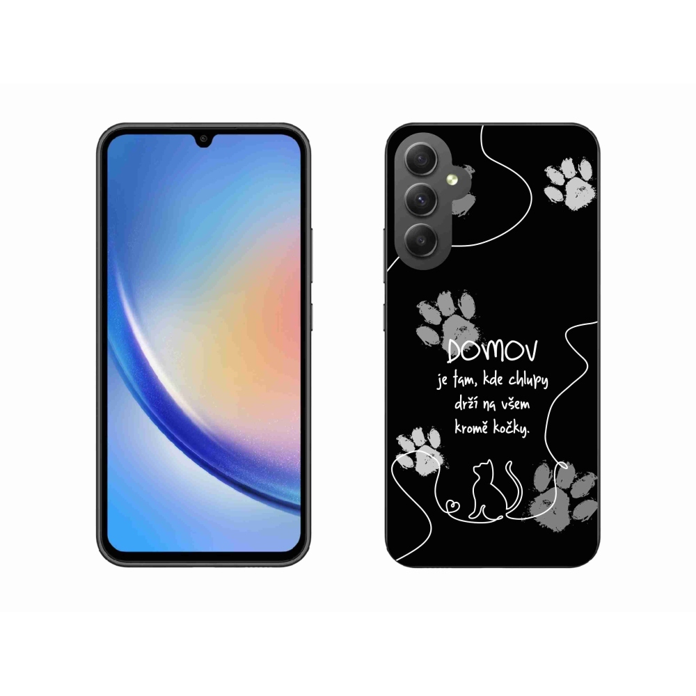 Gélový kryt mmCase na Samsung Galaxy A34 5G - mačacie motív čierne pozadie