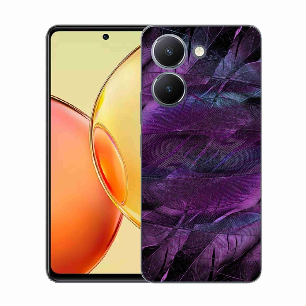 Gélový kryt mmCase na Vivo Y36 - fialové pierka