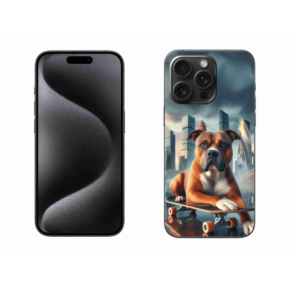 Gélový kryt mmCase na iPhone 15 Pro Max - pes na skateboarde