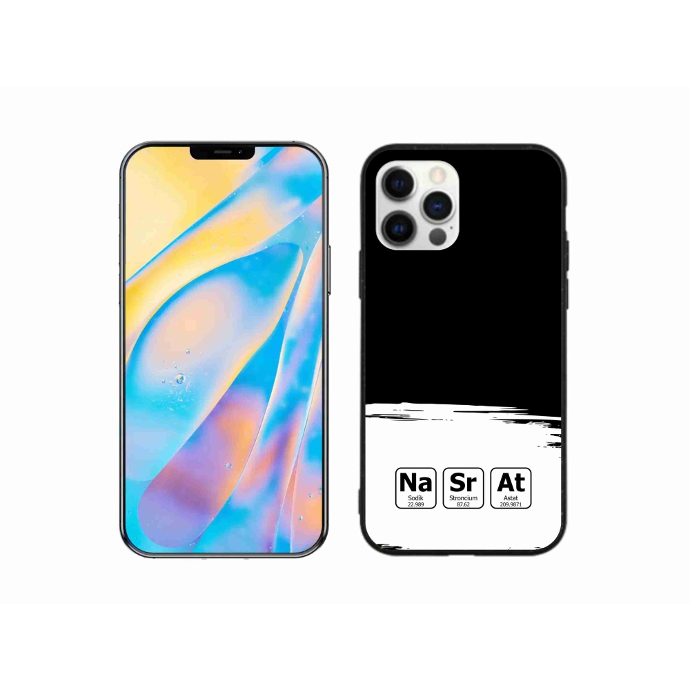 Gélový kryt mmCase na iPhone 12 Pro - chemické prvky bieločierne pozadie
