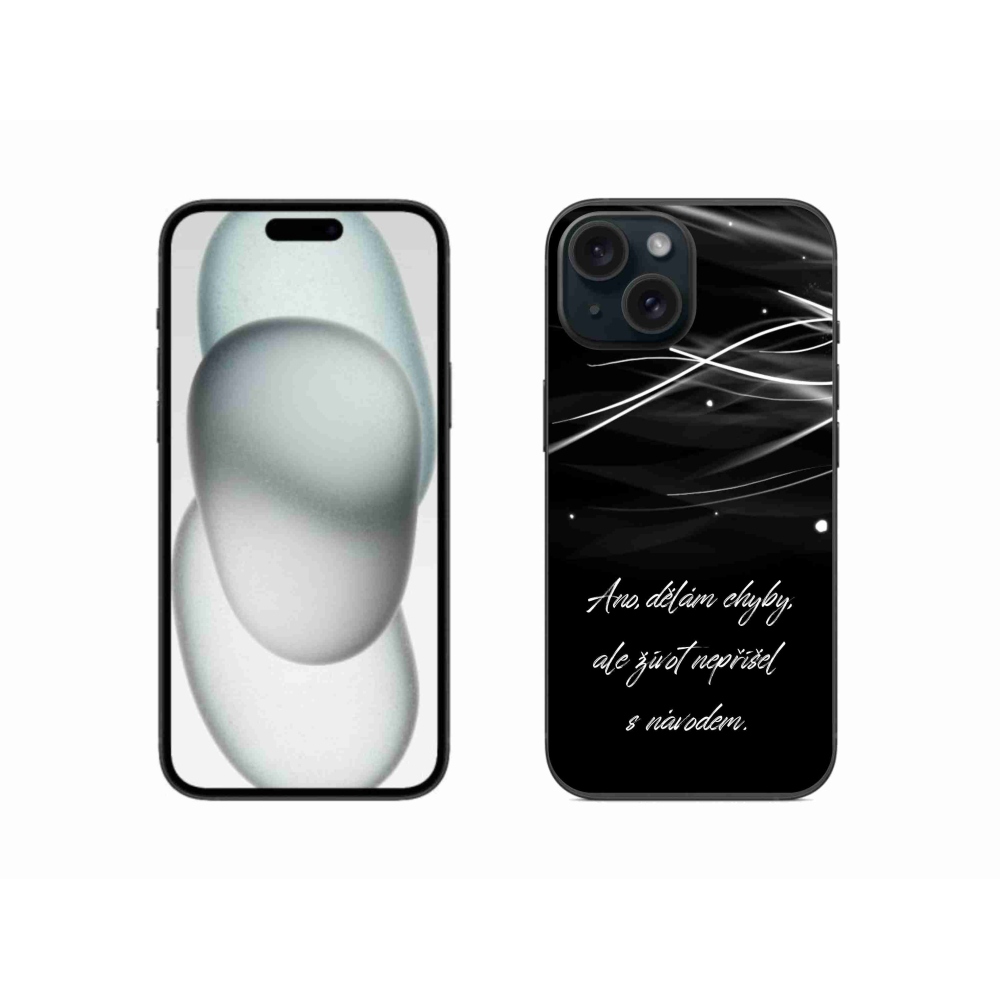 Gélový kryt mmCase na iPhone 15 - citát čierne pozadie