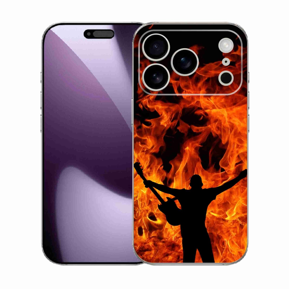 Gélový kryt mmCase na iPhone 17 Pro - muzikant a oheň