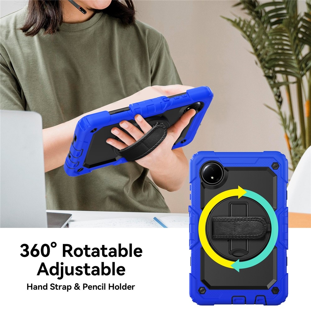 Strap odolný kryt s držiakom na ruku a ramenným popruhom na Xiaomi Redmi Pad SE 8.7 - tmavomodrý