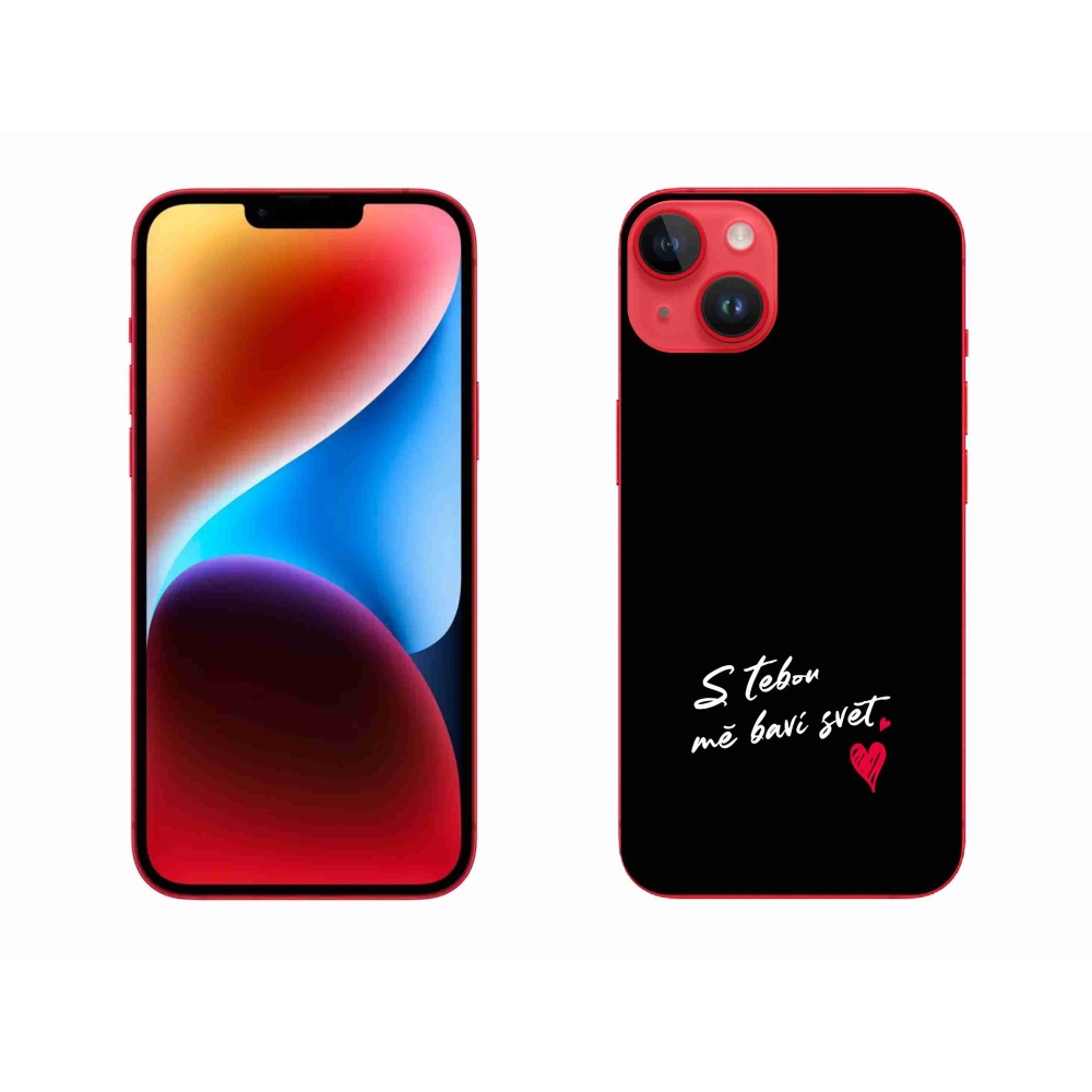 Gélový kryt mmCase na iPhone 14 Plus - zamilovaný text 1 čierne pozadie