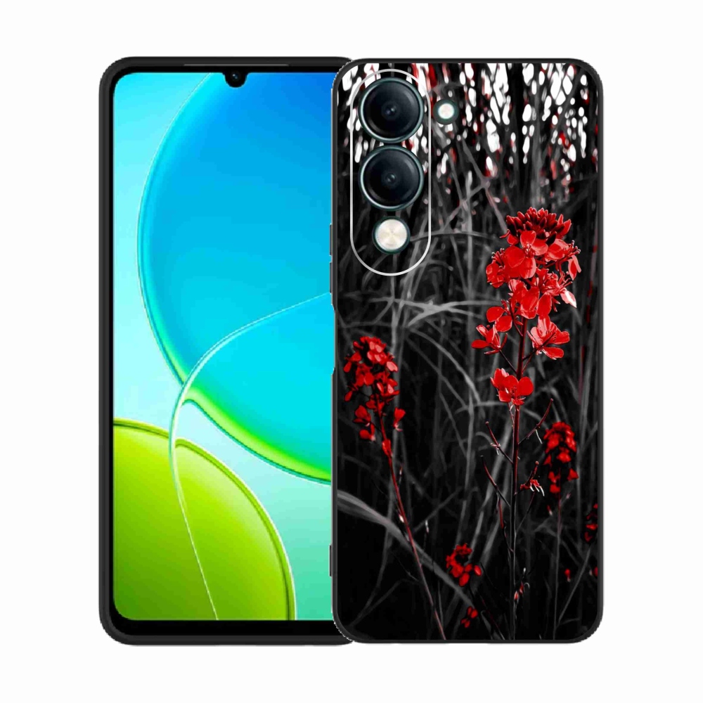 Gélový kryt mmCase na Vivo Y29s 5G - červená rastlina