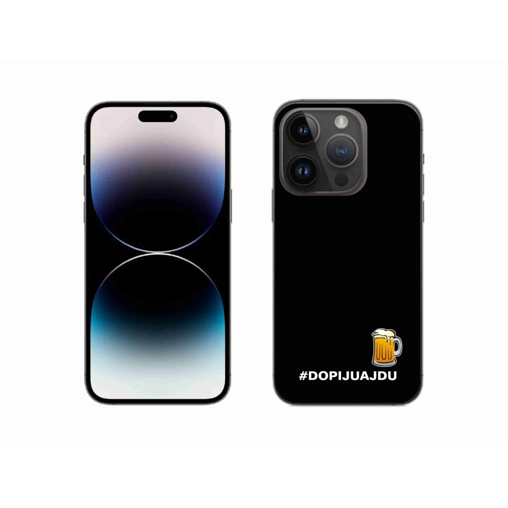 Gélový kryt mmCase na iPhone 14 Pro 6.1 - pivný motív 1 čierne pozadie