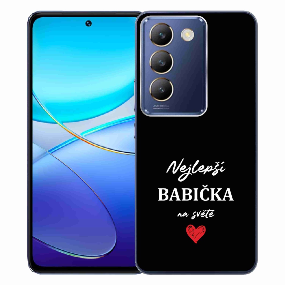 Gélový kryt mmCase na Vivo V40 SE 4G/5G - najlepšia babička 1 čierne pozadie