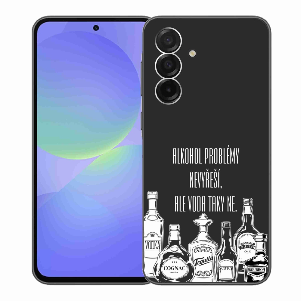 Gélový kryt mmCase na Samsung Galaxy A36 5G - vtipný text čierne pozadie
