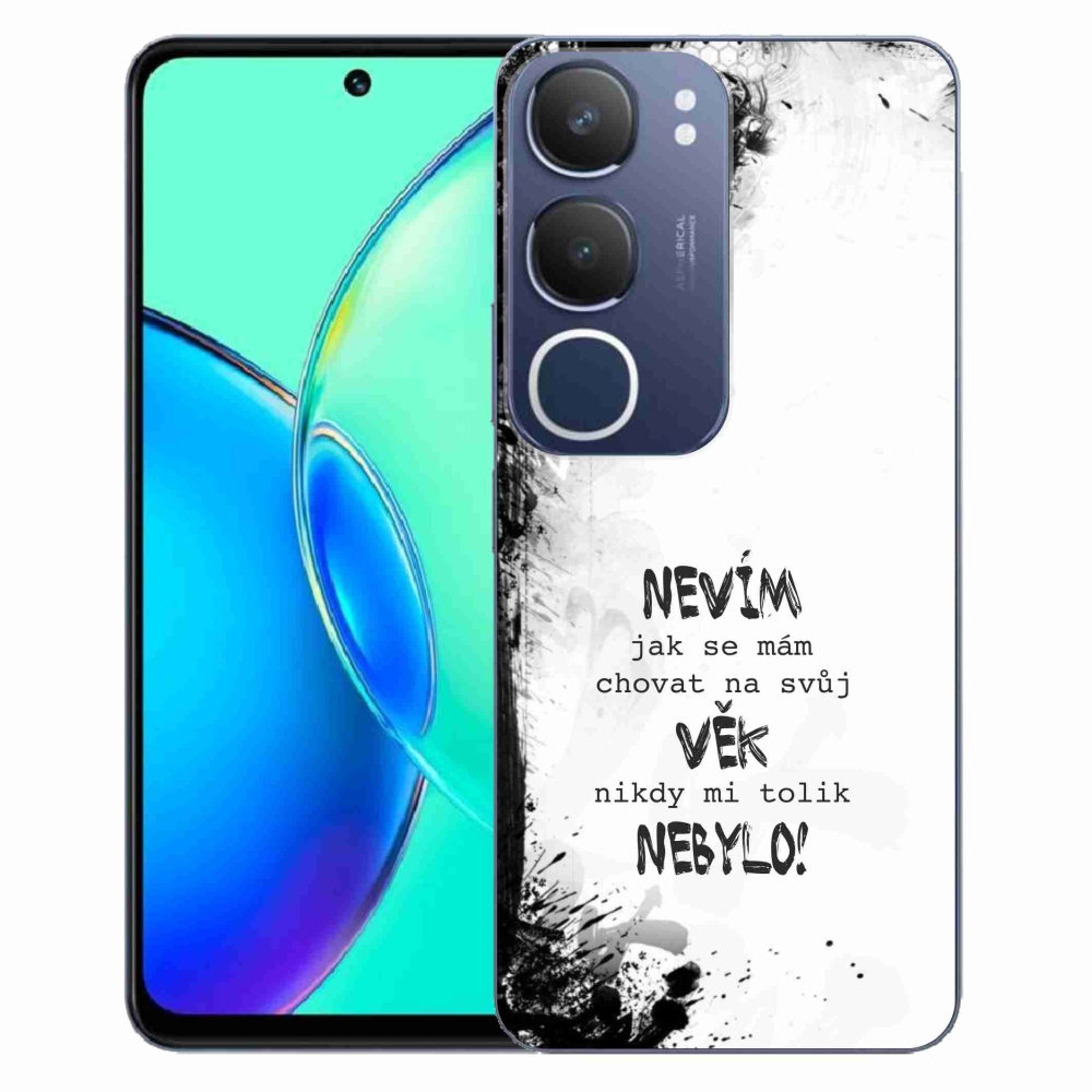 Gélový kryt mmCase na Vivo Y19s - vtipný text 14 biele pozadie