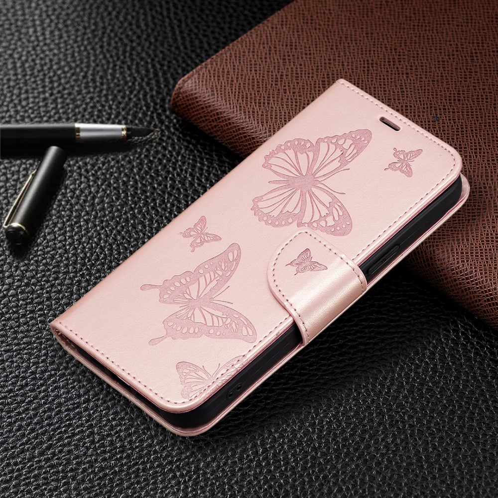 Butterfly knižkové púzdro na Samsung Galaxy A25 5G - ružovozlaté