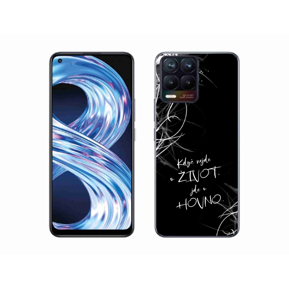 Gélový kryt mmCase na Realme 8 4G - vtipný text 16 čierne pozadie