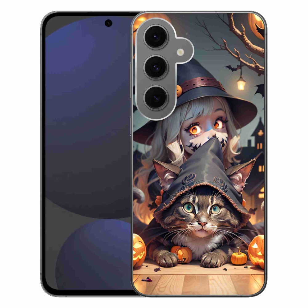 Gélový kryt mmCase na Samsung Galaxy S24 FE - čarodejnica s mačkou