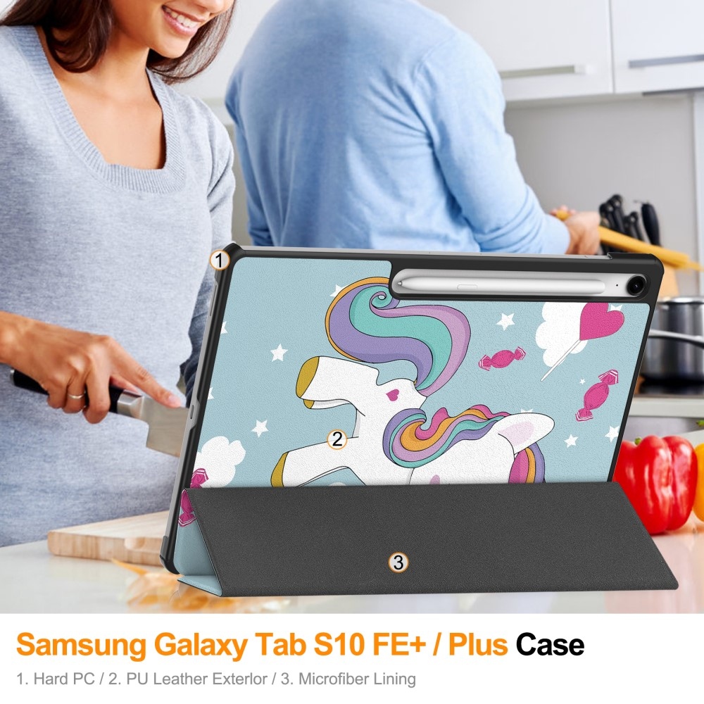 Patte chytré zatváracie púzdro na Samsung Galaxy Tab S10 FE+ - jednorožec