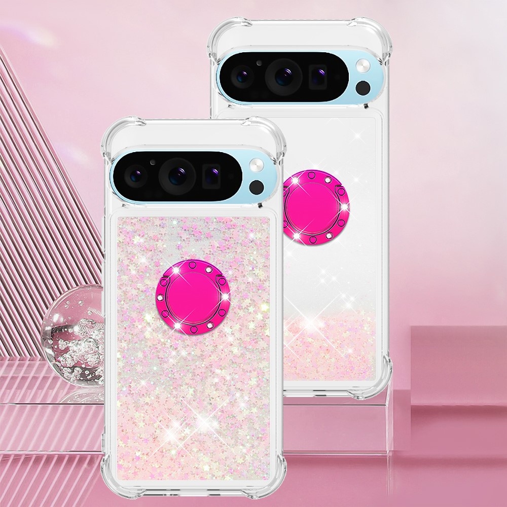 Glitt presýpací gélový obal s krúžkom na prst na Google Pixel 10 - ružový/hviezdičky