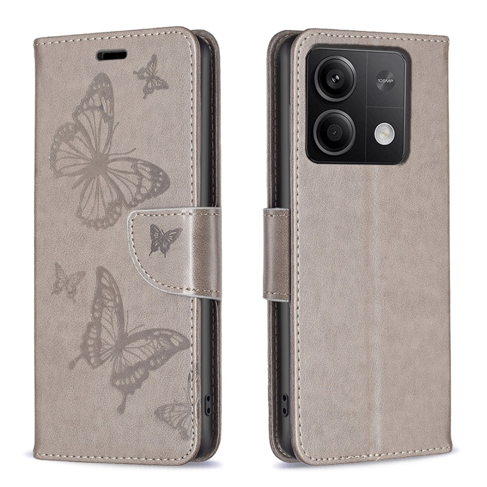 Butterfly knižkové puzdro na Xiaomi Redmi Note 13 - šedé