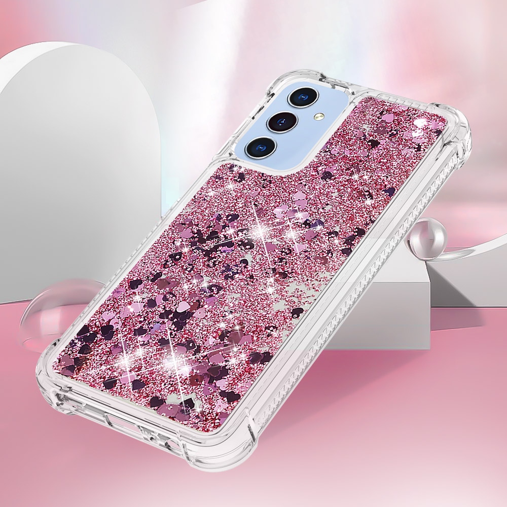 Glitter presýpacie gélový obal na Samsung Galaxy A17 5G - ružovozlatý/srdiečka