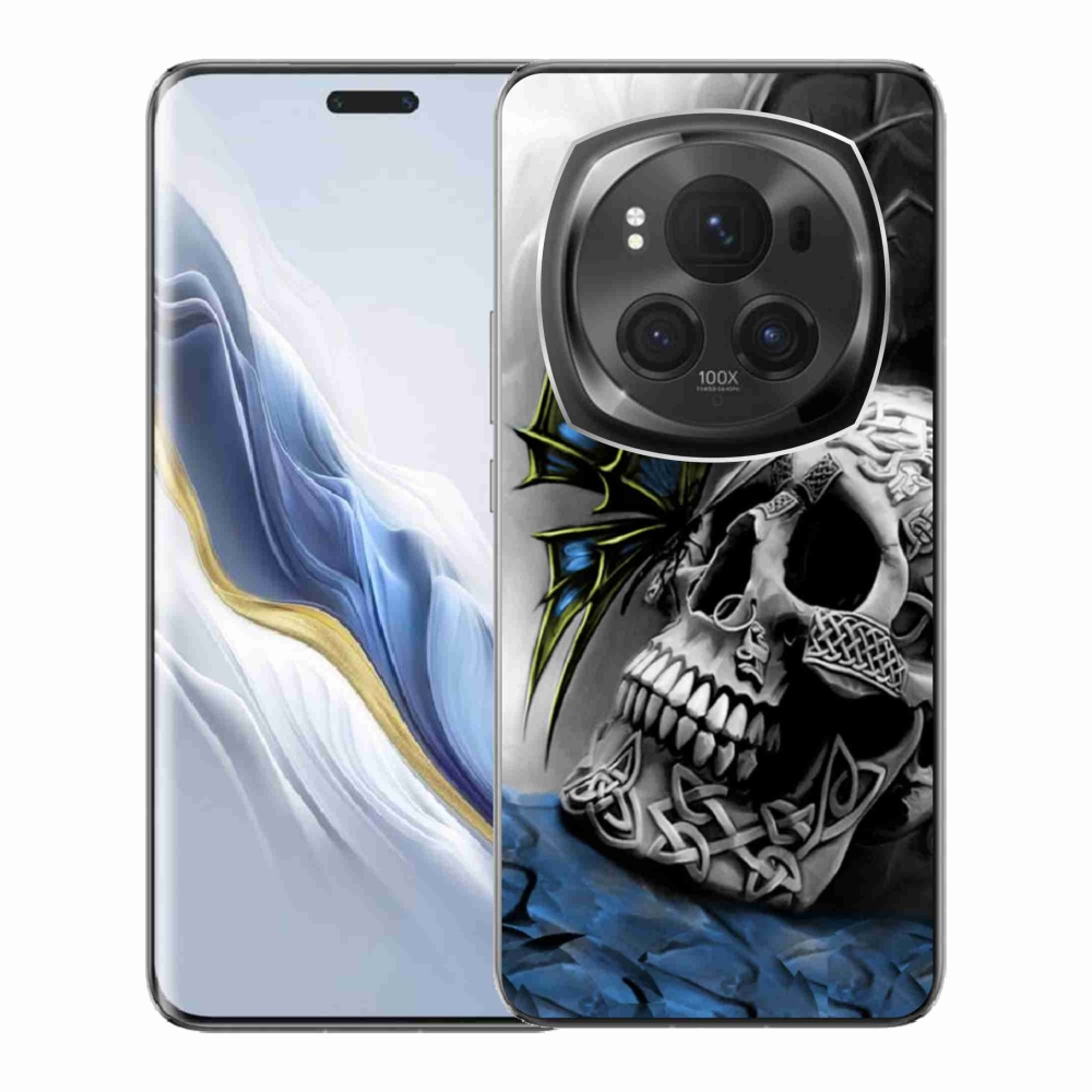 Gélový kryt mmCase na Honor Magic 6 Pro 5G - motýľ a lebka