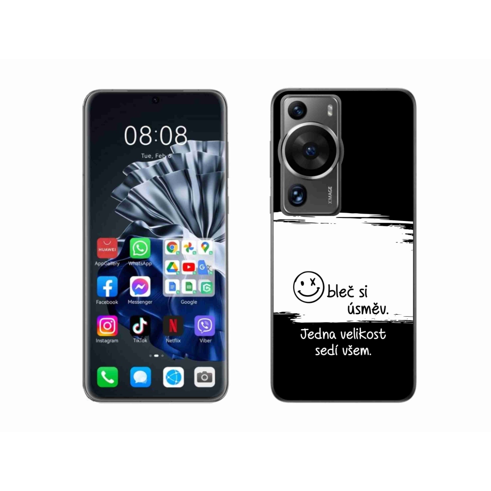 Gélový kryt mmCase na Huawei P60 Pro - vtipný text 8 bieločierne pozadie