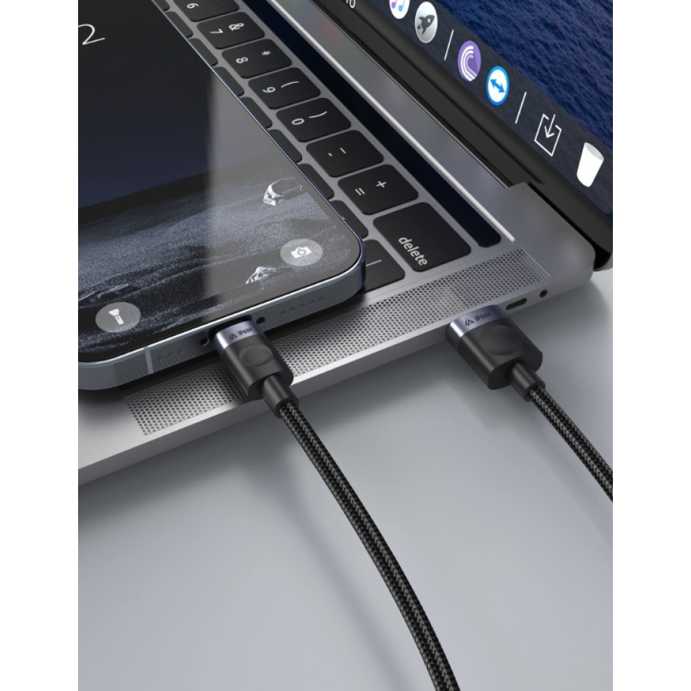 iPEAX textilný kábel USB-A/USB-C 1M, USB 2.0 - čierny