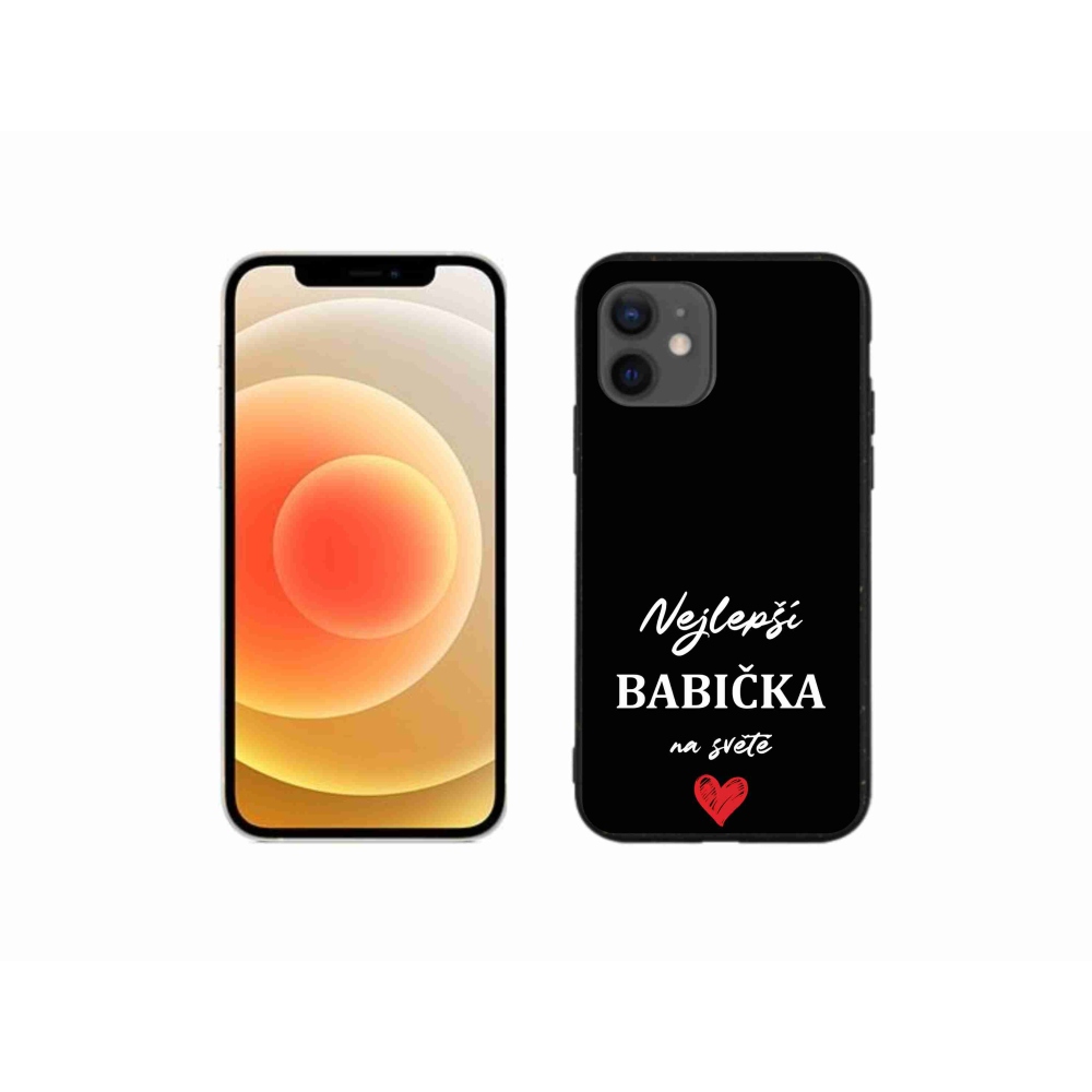 Gélový kryt mmCase na iPhone 12 mini - najlepšia babička 1 čierne pozadie