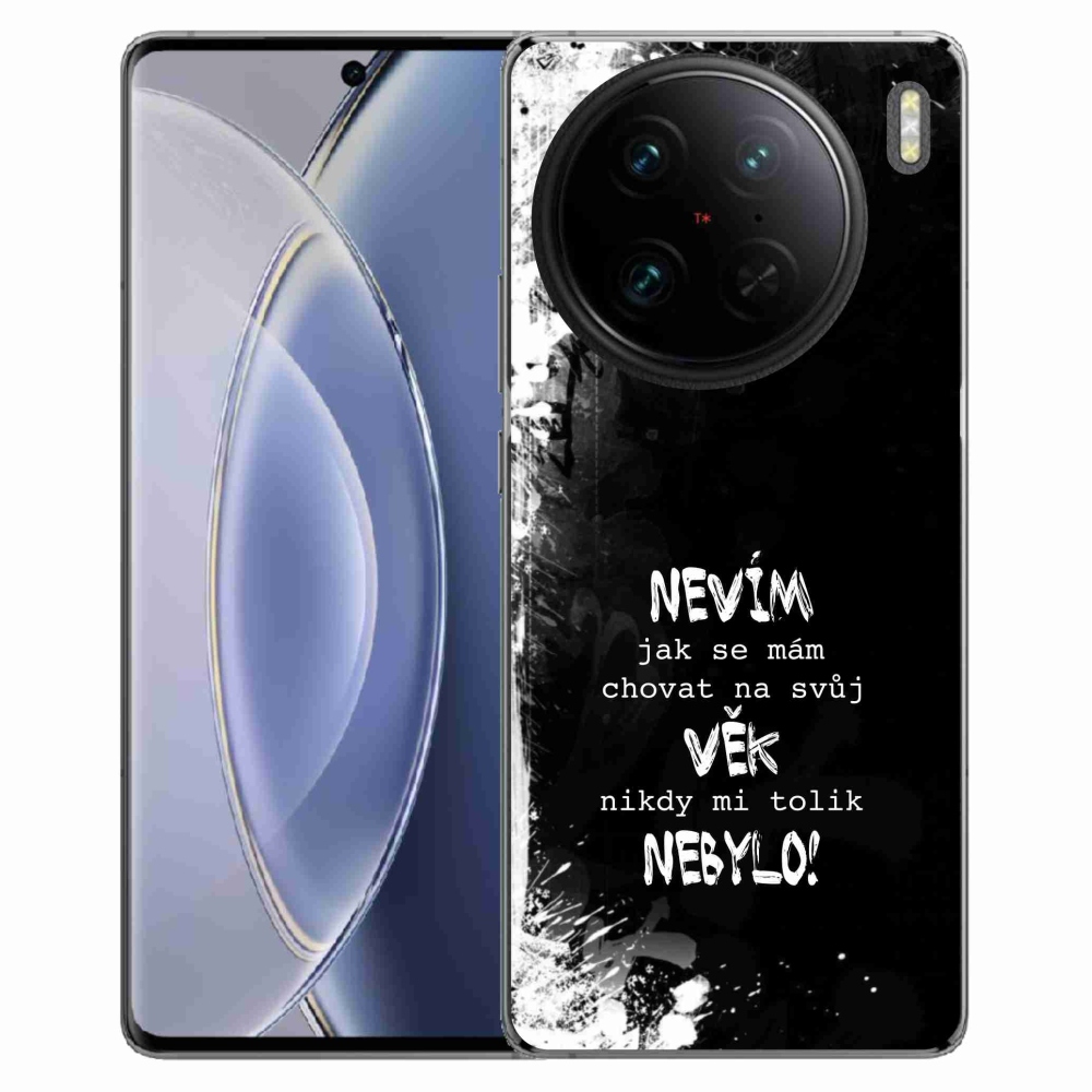 Gélový kryt mmCase na Vivo X90 Pro - vtipný text 14 čierne pozadie