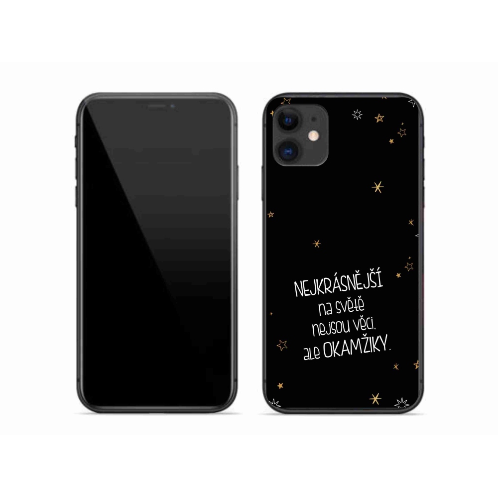 Gélový kryt mmCase na iPhone 11 - citát 4 čierne pozadie