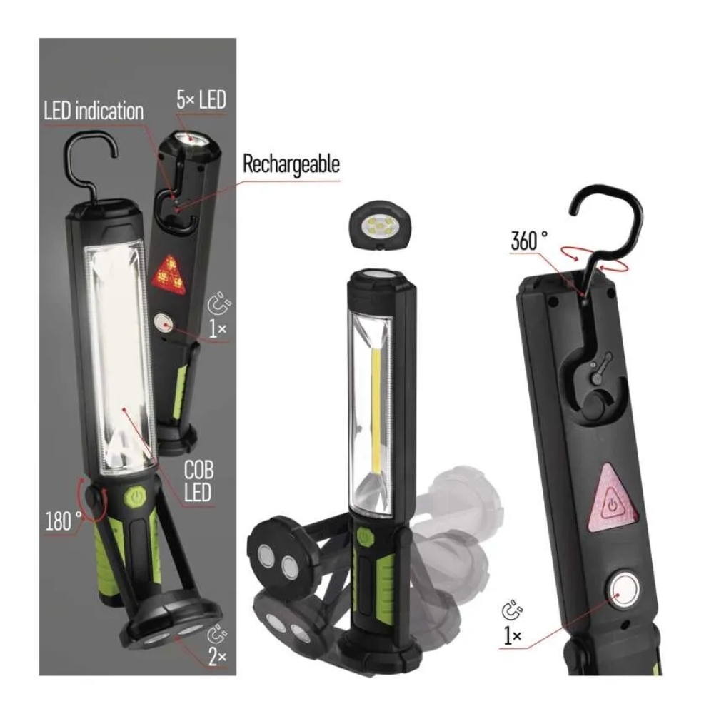 COB LED + LED pracovné svietidlo P4525,500 lm, Li-Ion 2000 mAh