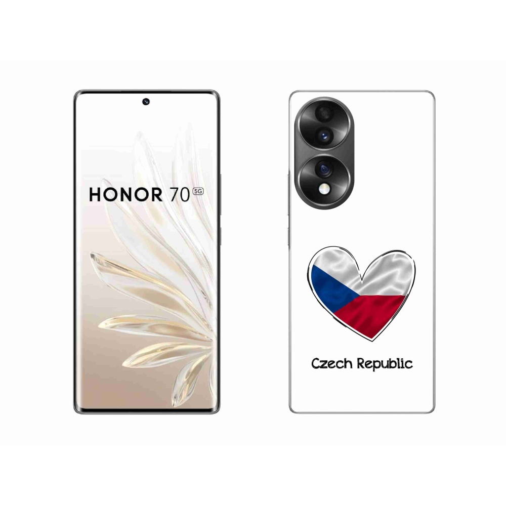 Gélový kryt mmCase na Honor 70 - vlajka srdca biele pozadie