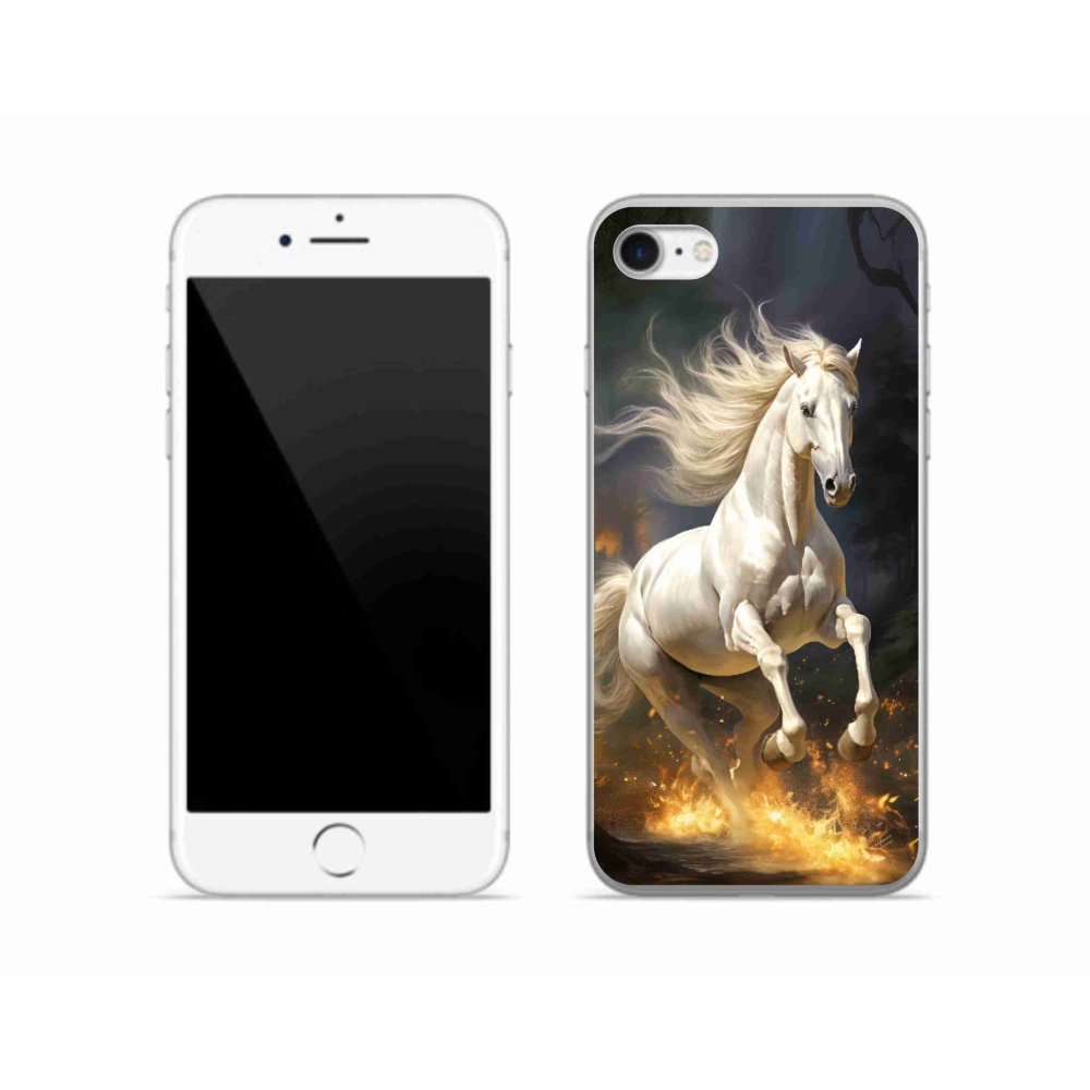 Gélový kryt mmCase na iPhone SE (2022) - biely kôň 2
