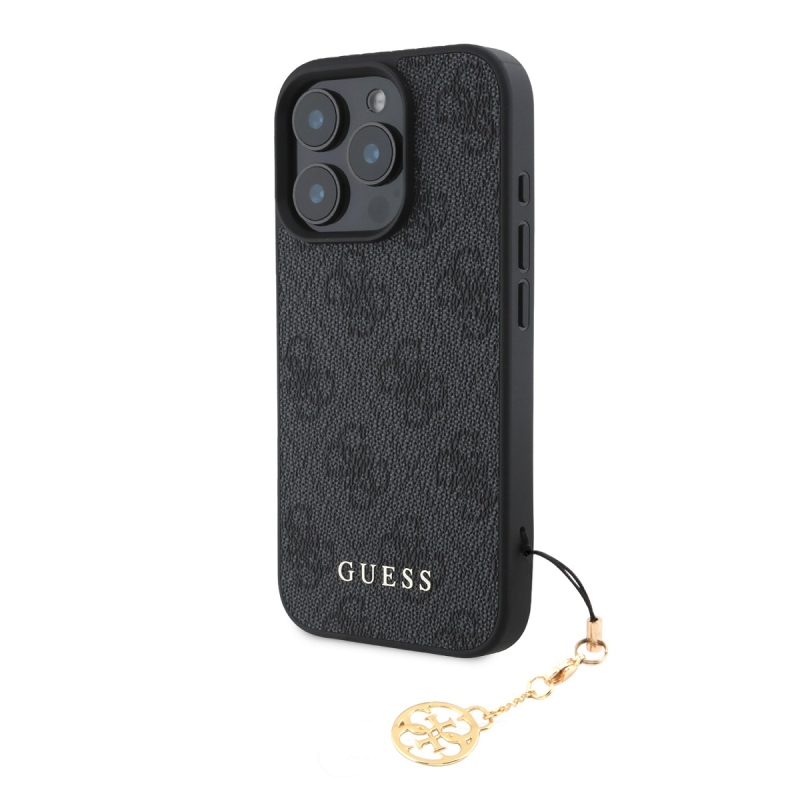 Guess 4G Charm Zadný Kryt pre iPhone 16 Pro Max Tone on Tone Grey