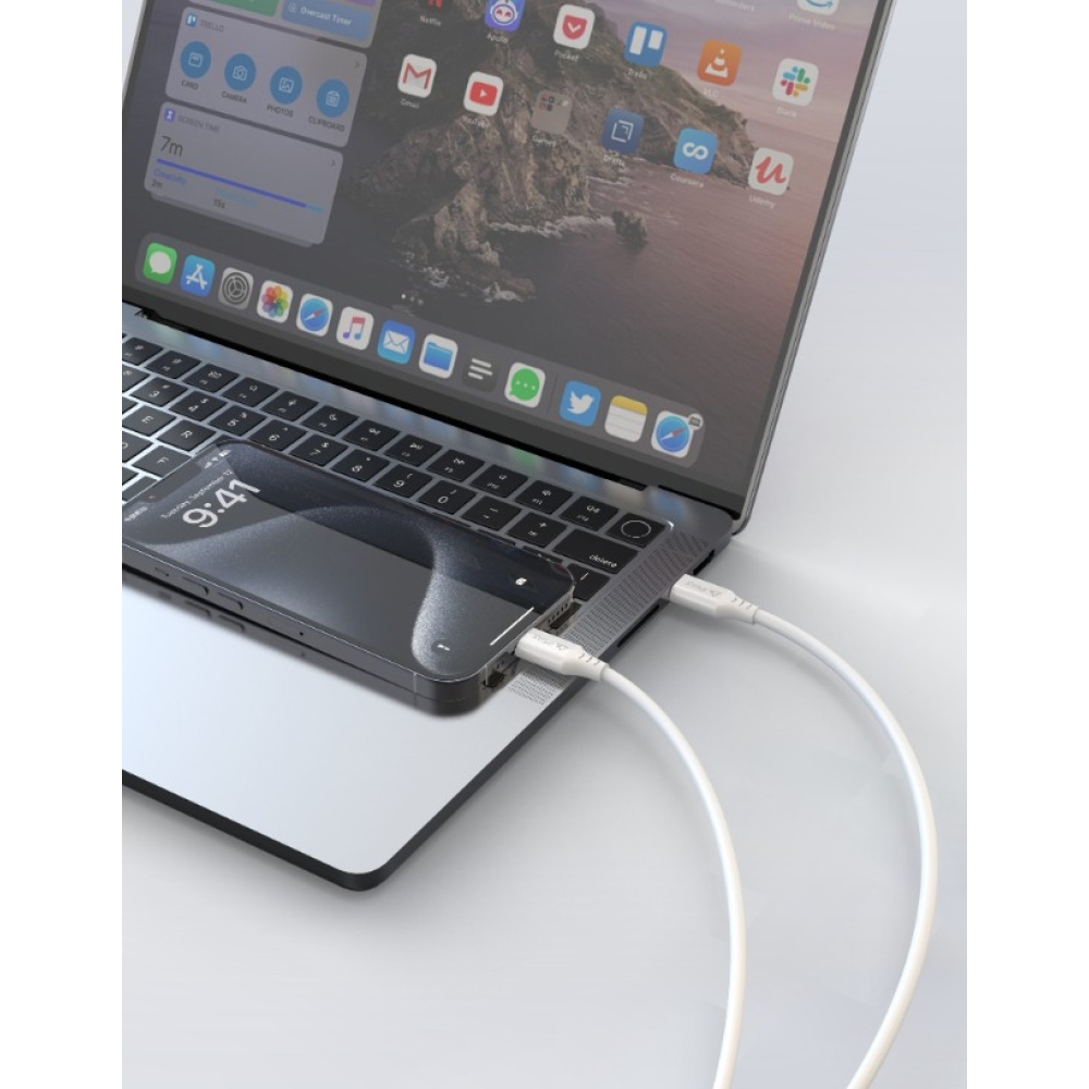 iPEAX TPU kábel USB-C / USB-C 1,5 m, USB 2.0 - biely