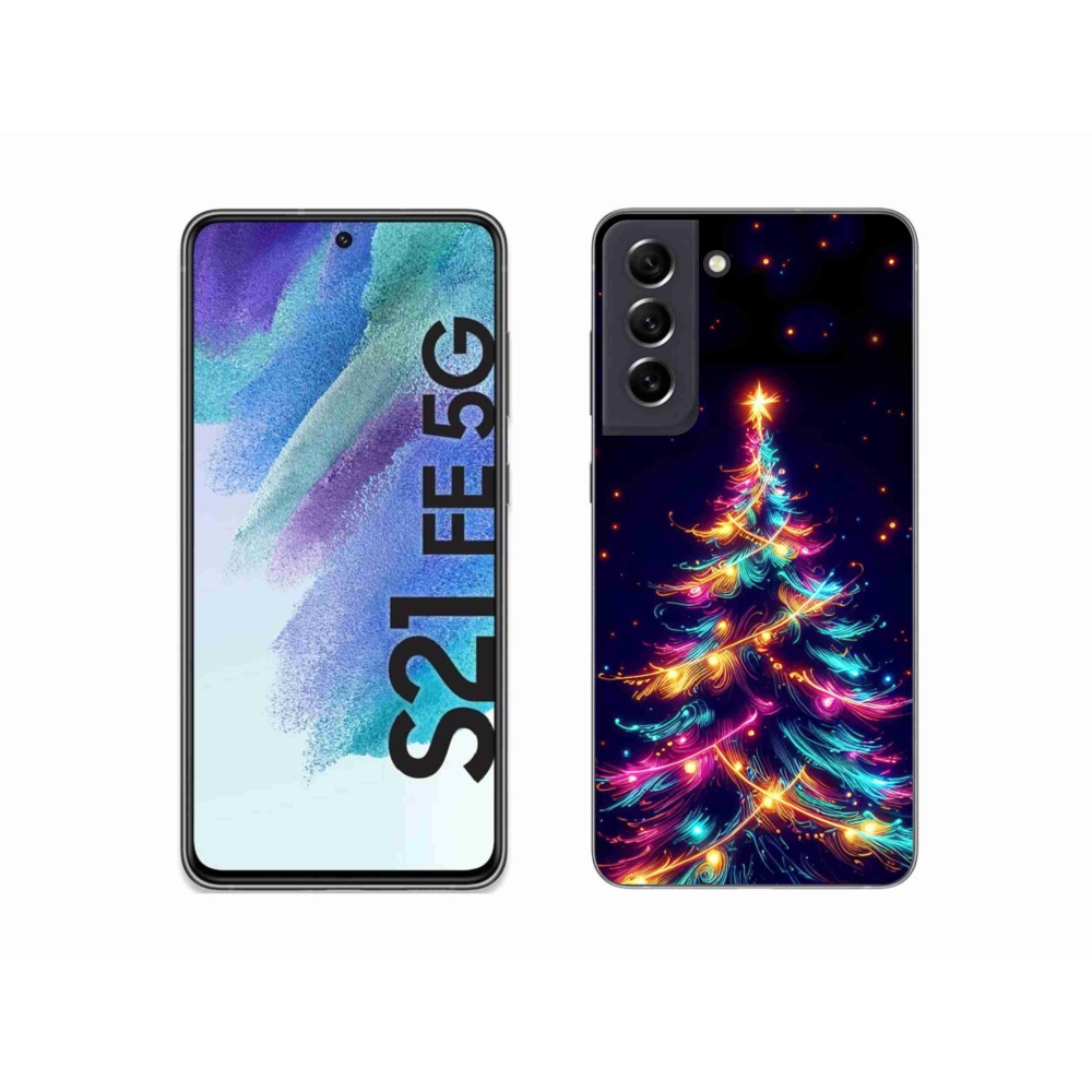 Gélový kryt mmCase na Samsung Galaxy S21 FE 5G - neónový vianočný stromček