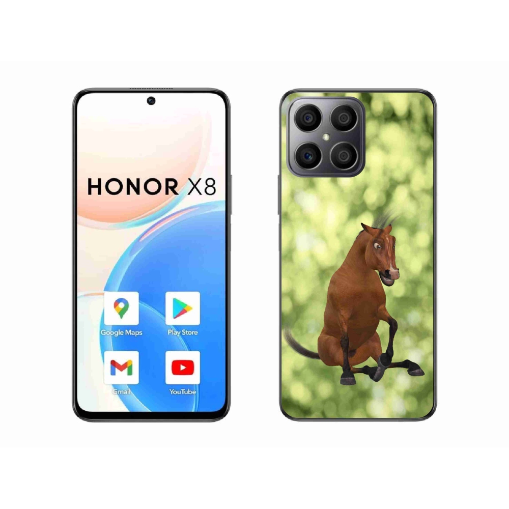 Gélový kryt mmCase na Honor X8 - hnedý kreslený kôň 1