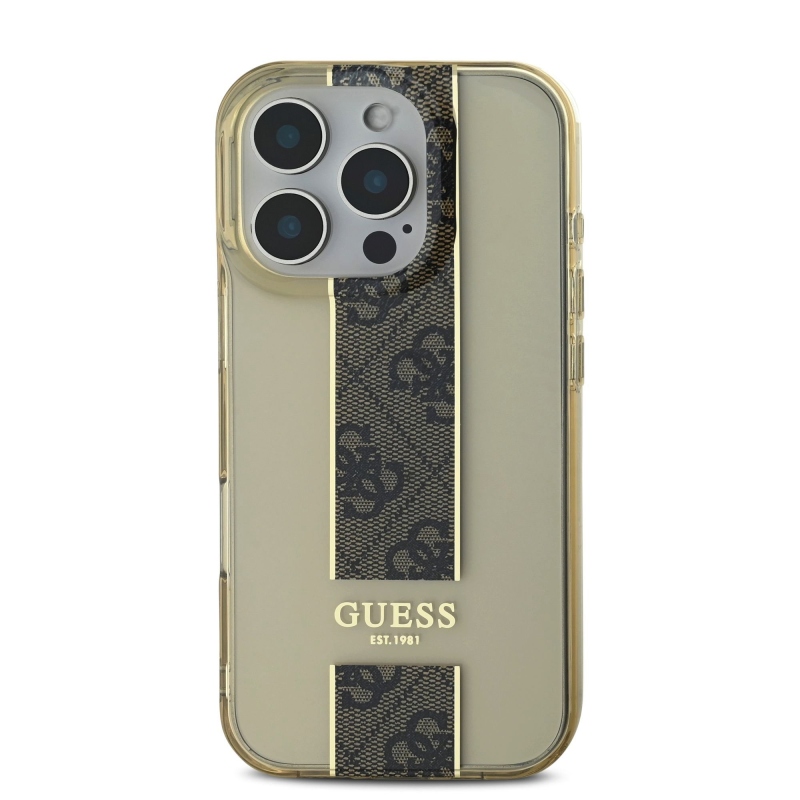 Guess IML Middle 4G Stripe Zadný Kryt pre iPhone 16 Pro Brown