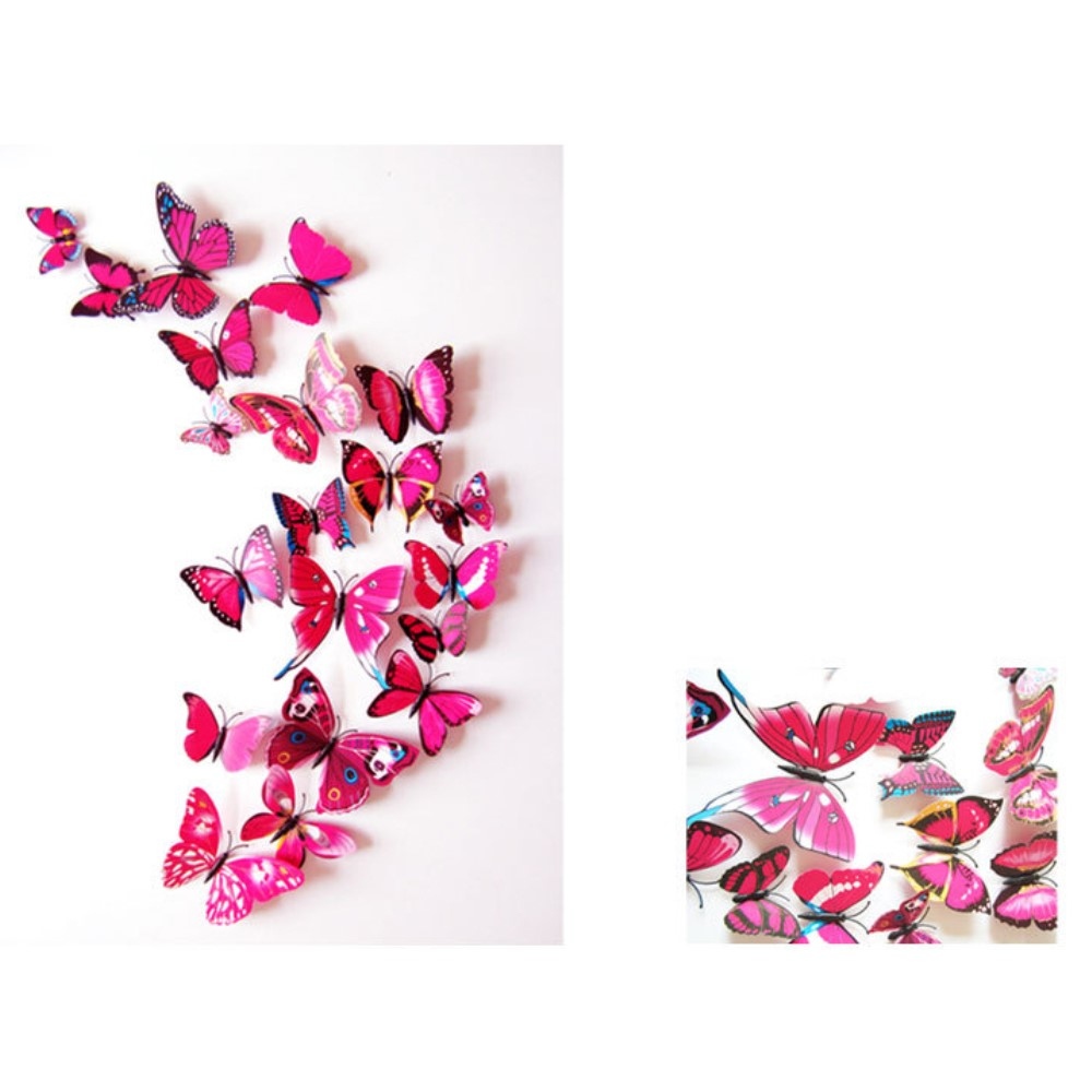 3D samolepky motýľov na stenu a nábytok (12 ks) - fialové motýle