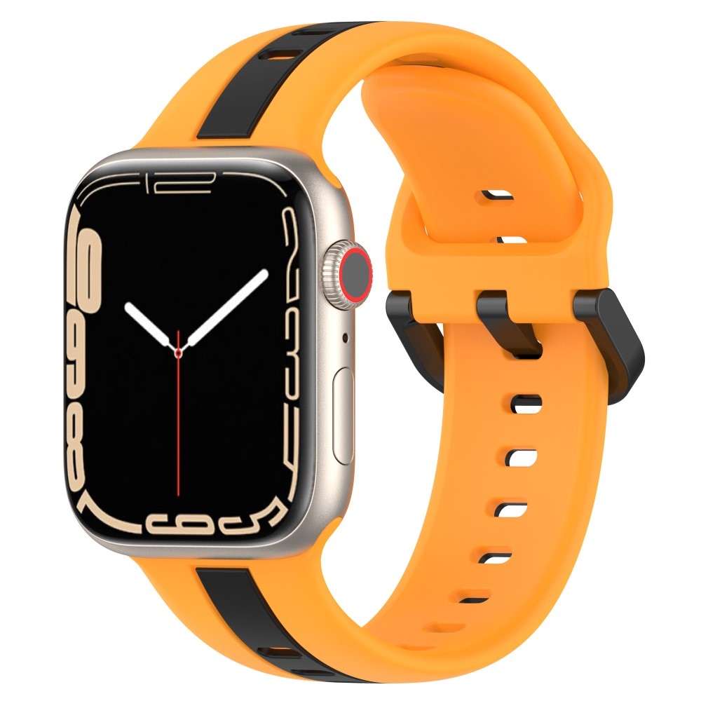 Strap silikónový remienok na Apple Watch Ultra/Ultra 2 49mm/SE/SE 2022/2023 44mm/9/8/7 45mm/6/5/4 44mm/3/2/1 42 mm - žltý/čierny