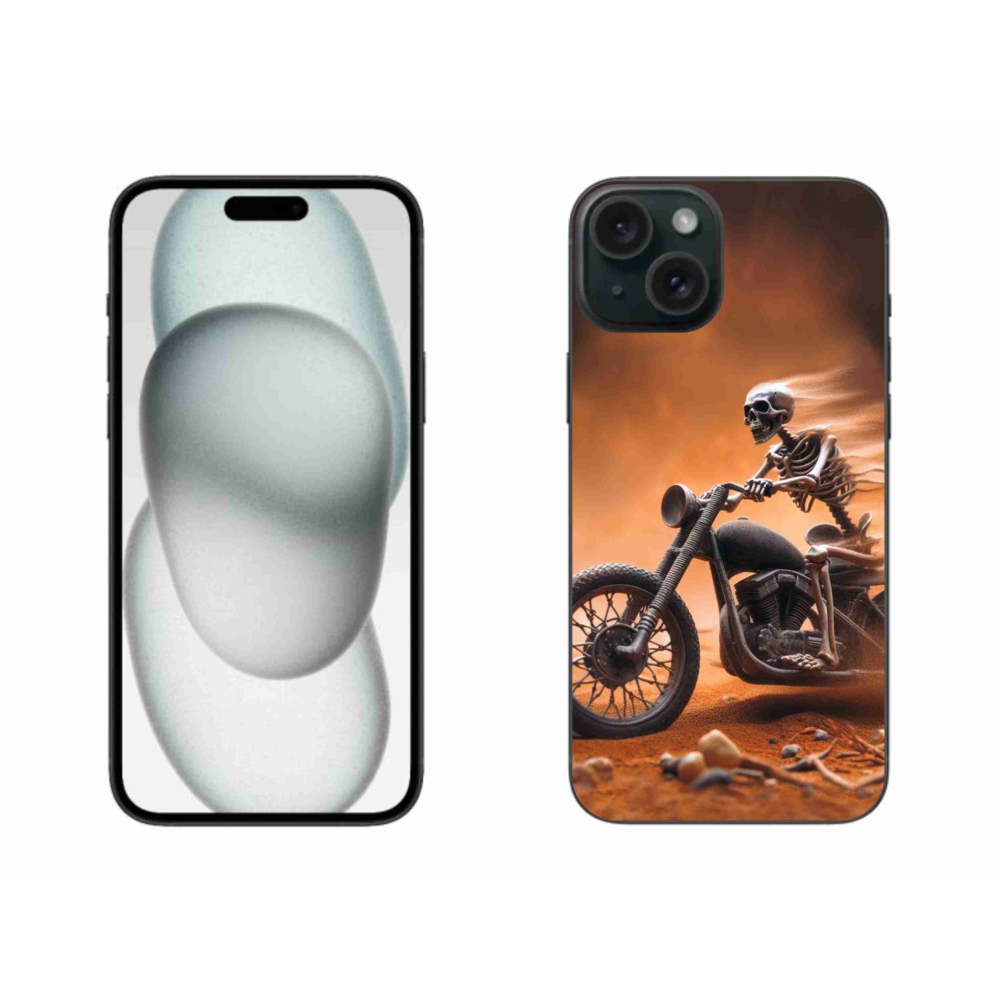 Gélový kryt mmCase na iPhone 15 Plus - kostra na motorke