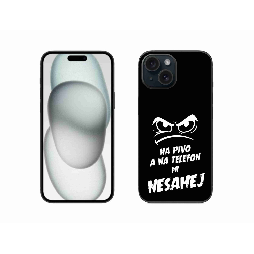 Gélový kryt mmCase na iPhone 15 - pivný motív 2 čierne pozadie
