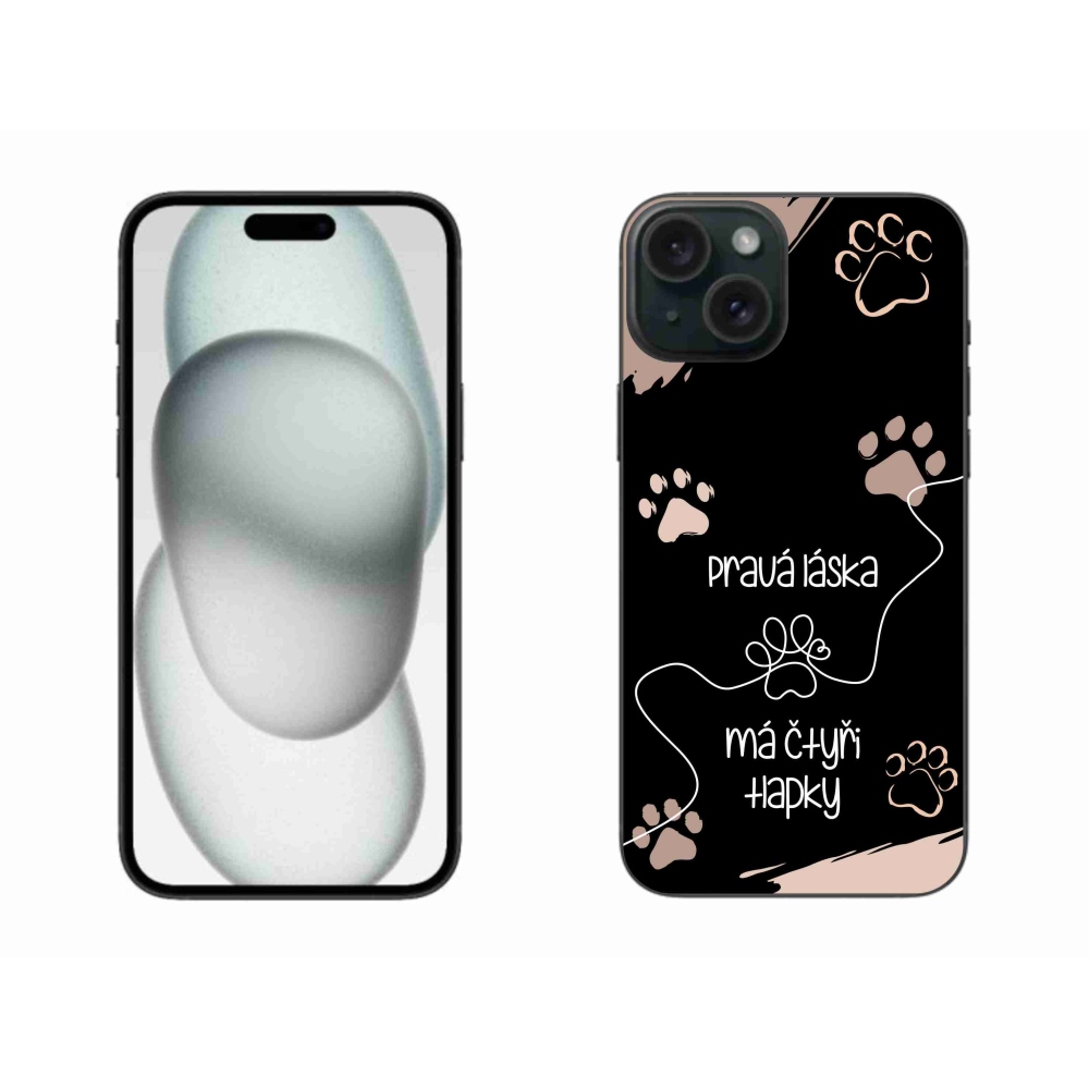 Gélový kryt mmCase na iPhone 15 Plus - psí motív 1 čierne pozadie