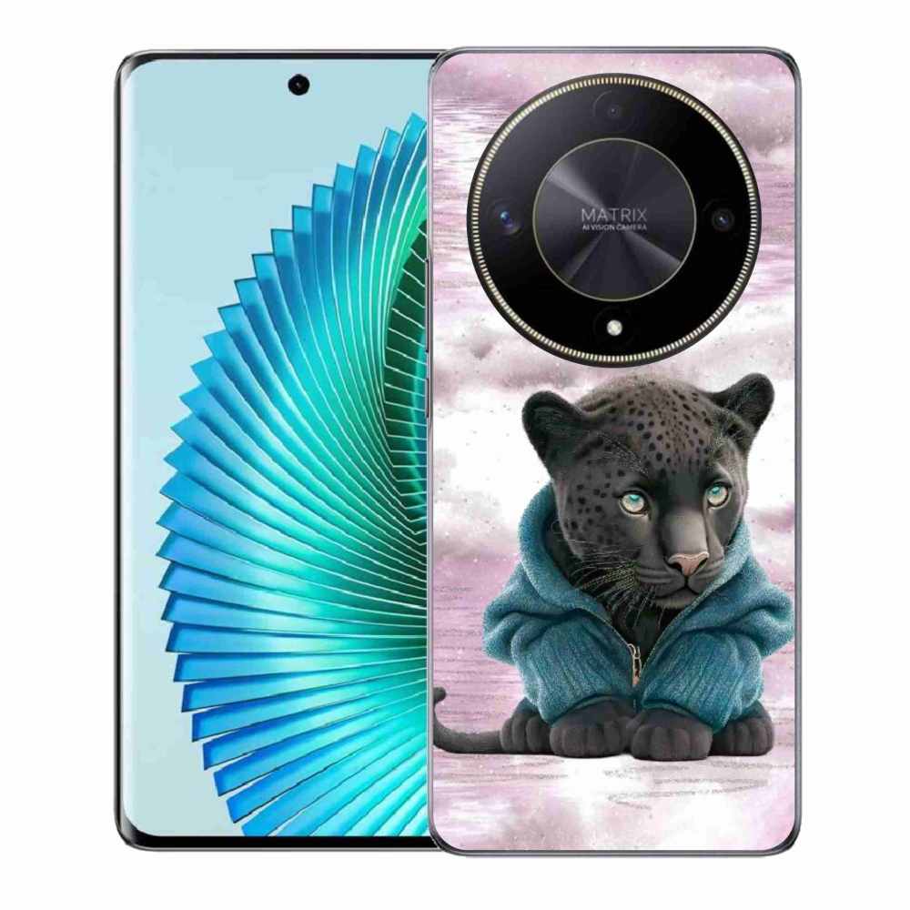 Gélový kryt mmCase na Honor Magic 6 Lite 5G - čierny panter vo svetri