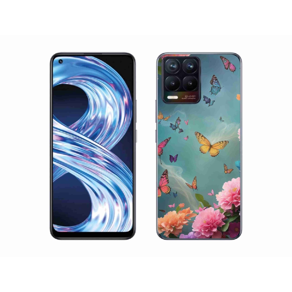 Gélový kryt mmCase na Realme 8 Pro - farebné kvety a motýle