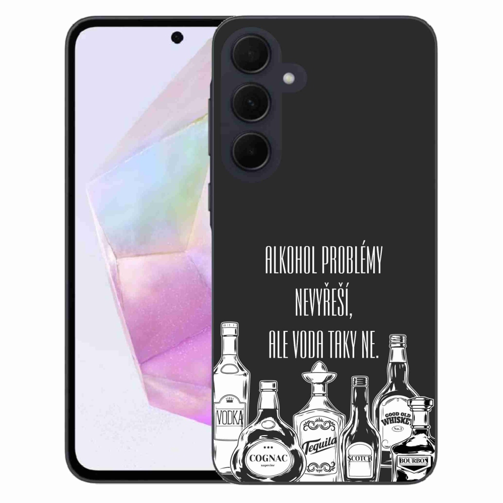 Gélový kryt mmCase na Samsung Galaxy A35 5G - vtipný text čierne pozadie