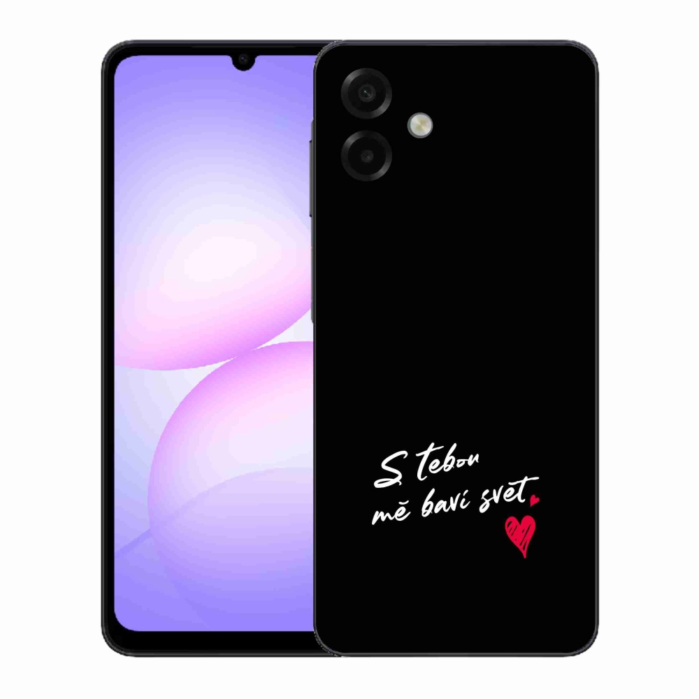 Gélový kryt mmCase na Samsung Galaxy A07 4G - zamilovaný text 1 čierne pozadie
