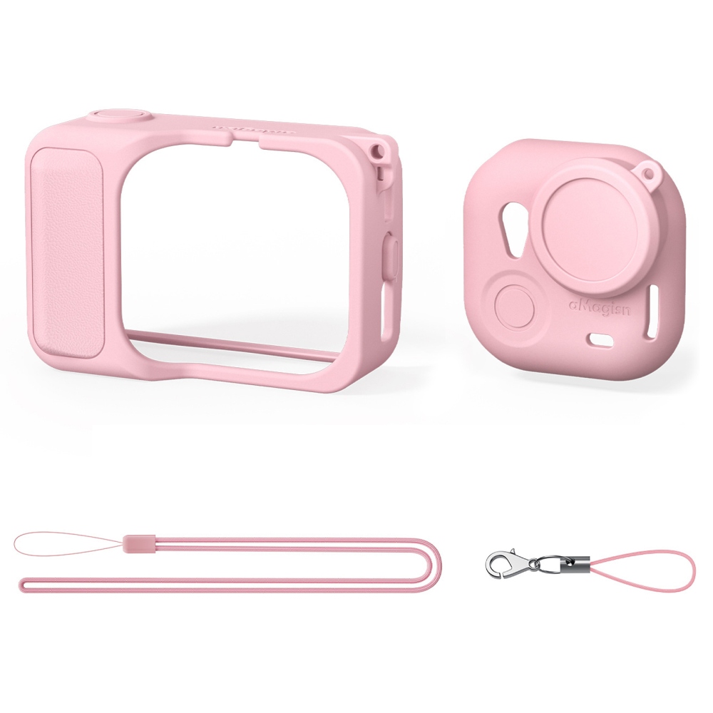 AMAGISN silikónové puzdro s krytkou objektívu pre Insta360 GO Ultra - ružové