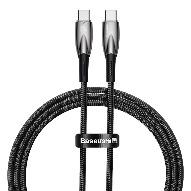 Baseus Glimmer Series Fast Charging Dátový Kábel USB-C - USB-C 100W 1m Black