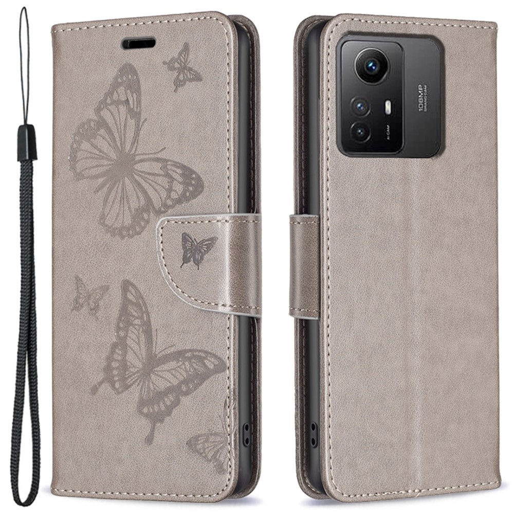 Butterfly knižkové puzdro na Xiaomi Redmi Note 12S - šedé