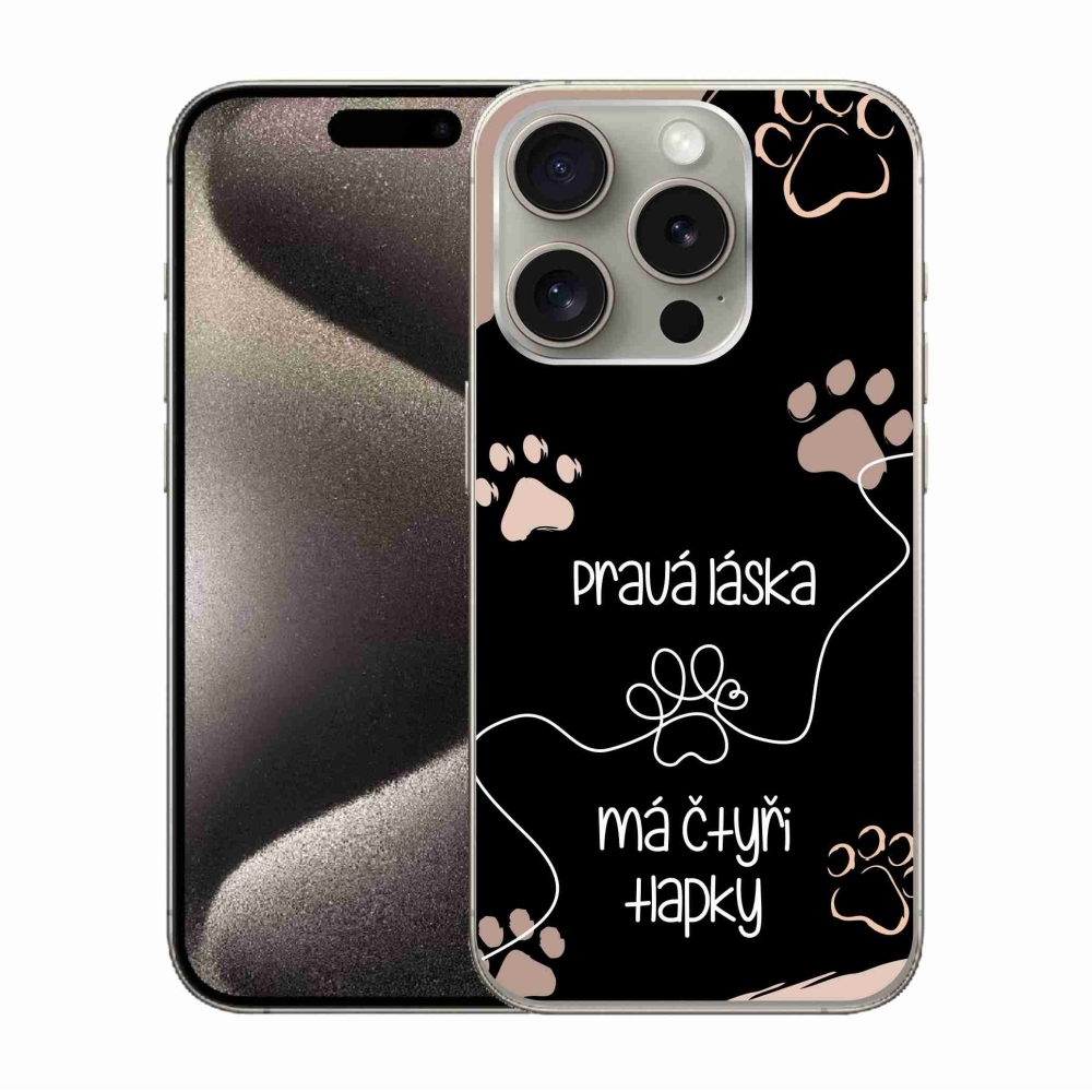 Gélový kryt mmCase na iPhone 15 Pro - psí motív 1 čierne pozadie