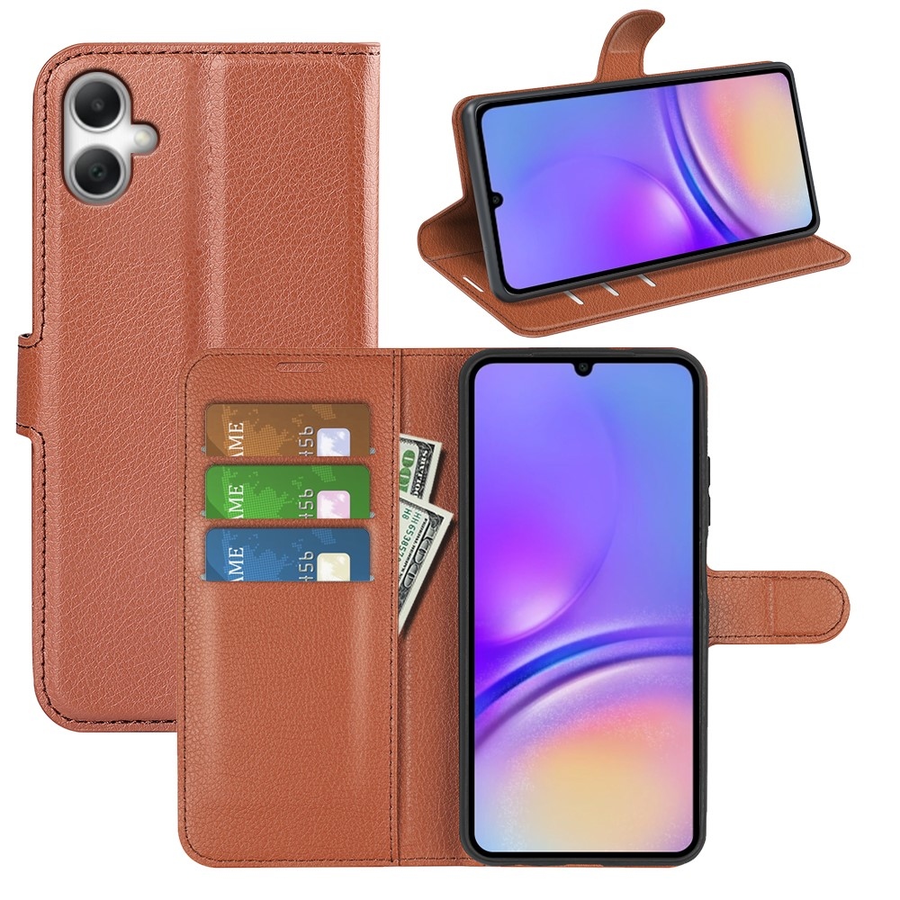 Litchi knižkové púzdro na Samsung Galaxy A07 4G - hnedé