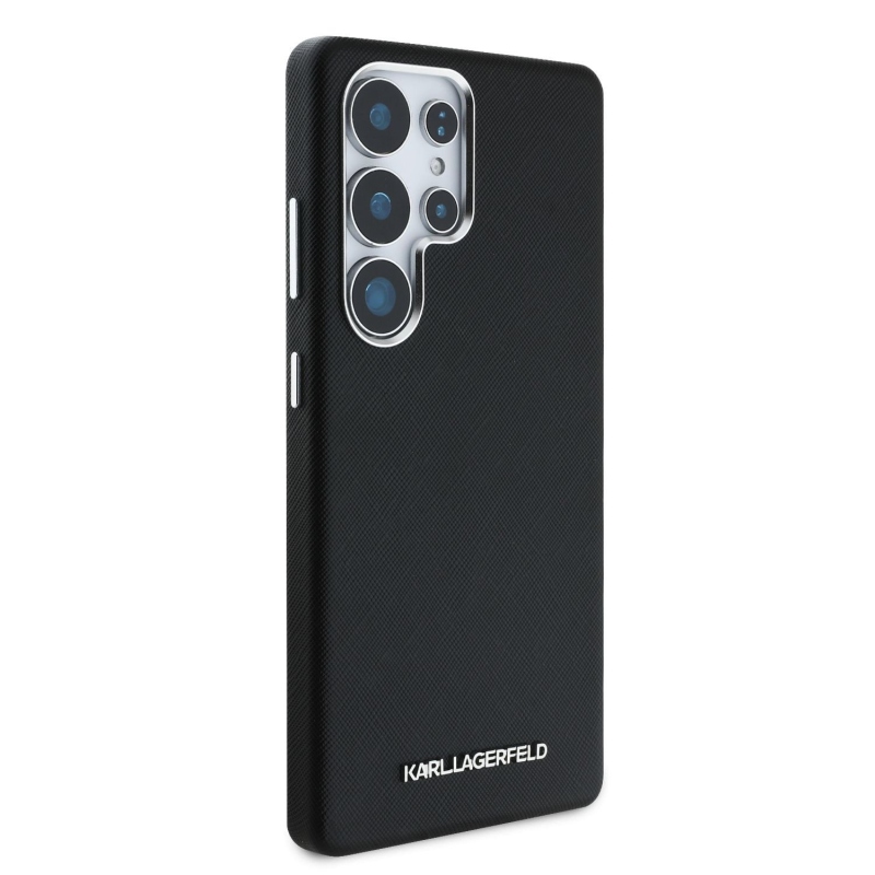 Karl Lagerfeld PU Saffiano Metal Logo a rám Zadný Kryt pre Samsung Galaxy S25 Ultra Black