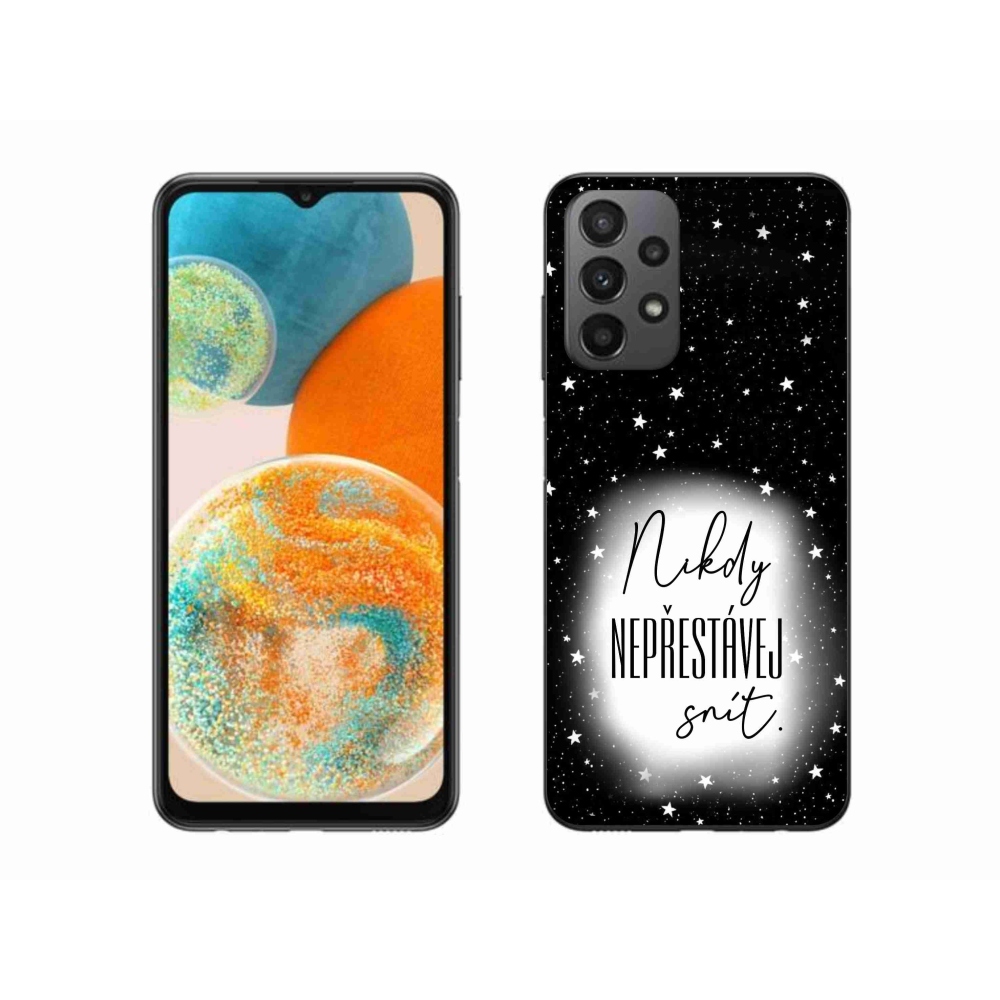 Gélový kryt mmCase na Samsung Galaxy A23 4G/5G - citát 1 bieločierne pozadie